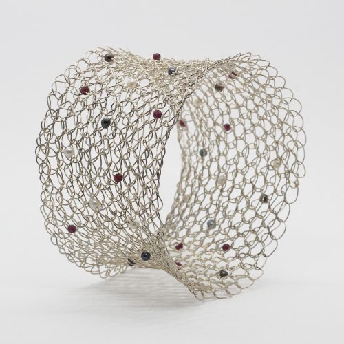 Crochet Bracelet, Garnets & Pearls