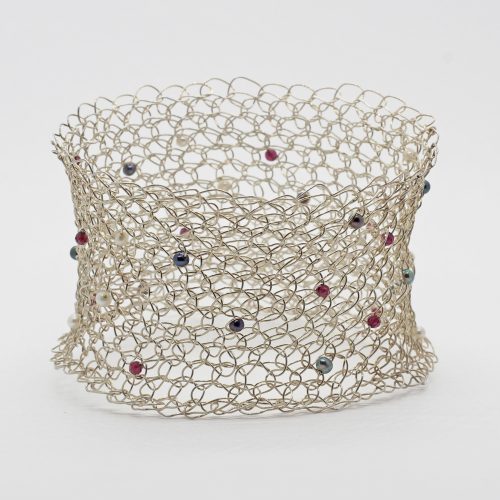 Crochet Bracelet, Garnets & Pearls - Image 2