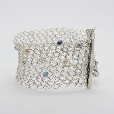 Crochet Bracelet, Topaz & Pearls