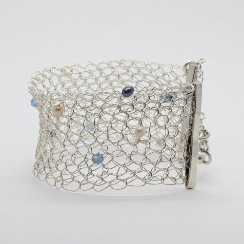Crochet Bracelet, Topaz & Pearls