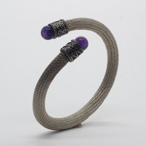 Mesh Bracelet Cuff, Amethyst - Image 3