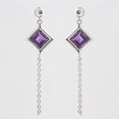 Earrings, Gold Amethyst