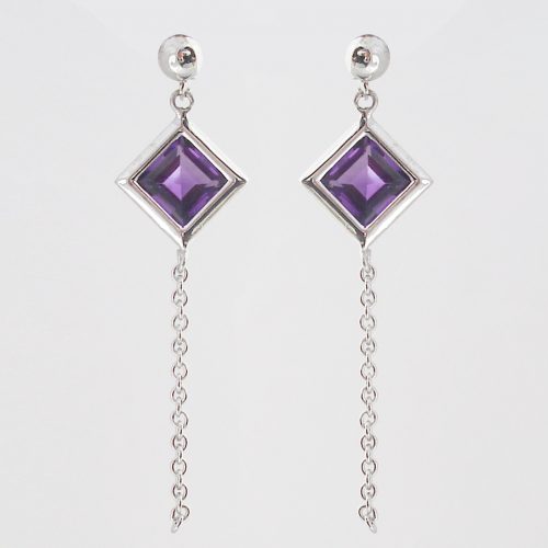 Earrings, Gold Amethyst