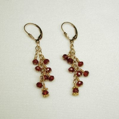 Earrings, GF Garnets