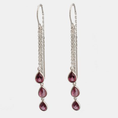 Earring Gold Threader Garnets
