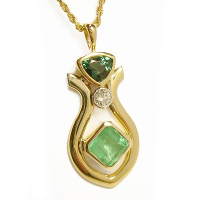 Pendant YG Emerald Tourmaline, Diam