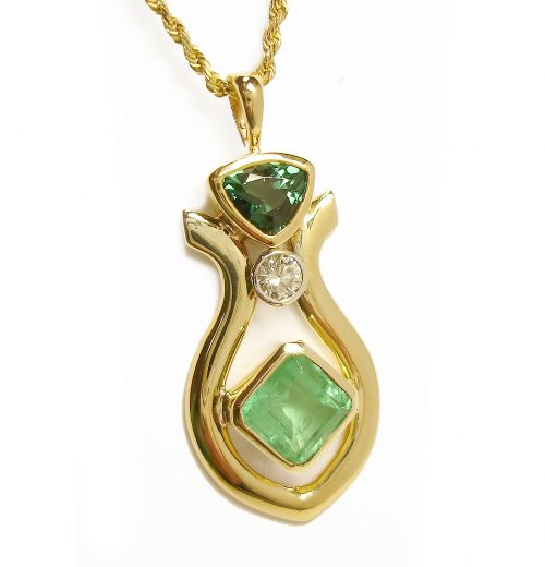 Pendant YG Emerald Tourmaline, Diam