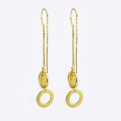 Earring Gold Threader Citrine