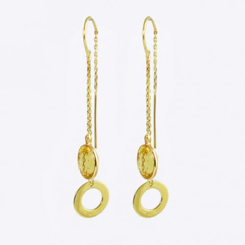 Earring Gold Threader Citrine