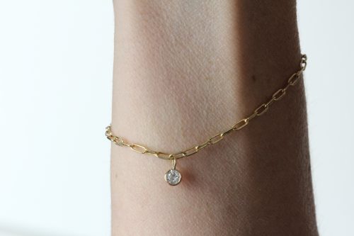 Paperclip Diamond Bracelet, 0.2ct Diamond SI G/H, 14K Yellow Gold 8" long with Lobster Clasp - Image 2