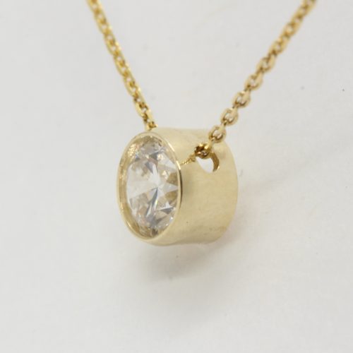 0.55ct SI G/H Diamond Bezel Solitaire Necklace, 10k Yellow Gold 16" - Image 4