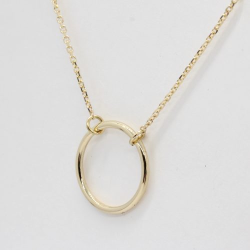 Gold Karma Circle Necklace, 14k Circle on a 10K Yellow Gold Cable Chain 16" - Image 3