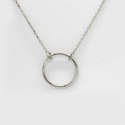Gold Karma Circle Necklace, 14k Circle on a 10K White Gold Cable Chain 16"