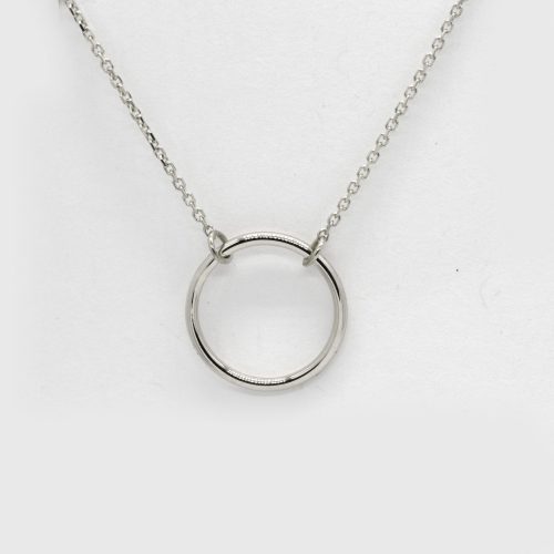 Gold Karma Circle Necklace, 14k Circle on a 10K White Gold Cable Chain 16"