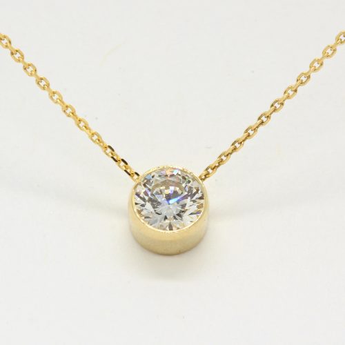 0.55ct SI G/H Diamond Bezel Solitaire Necklace, 10k Yellow Gold 16" - Image 2