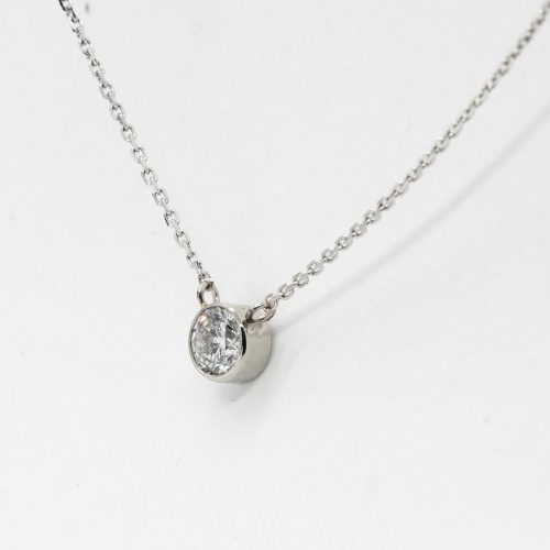 0.25ct SI G/H Lab Diamond Bezel Solitaire Necklace, 10k White Gold 16" - Image 2