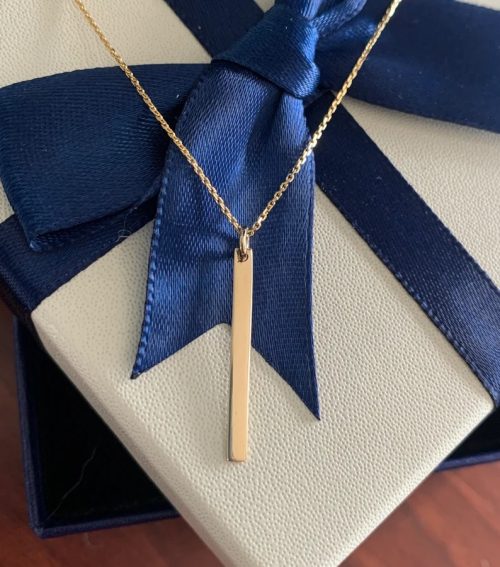 Reversible gold stick necklace 14k gold, with 10k yg chain - Image 6