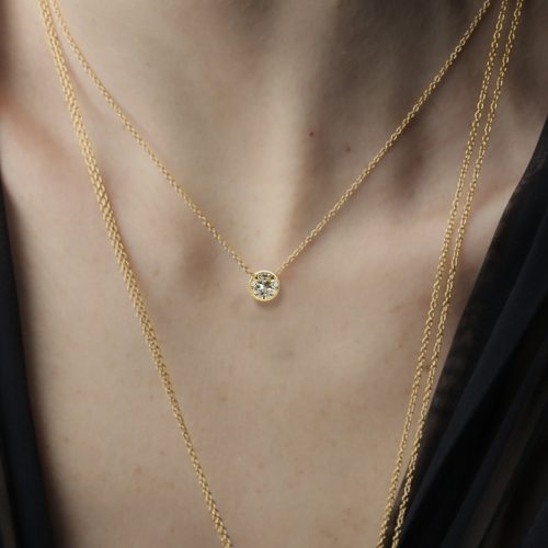 0.55ct SI G/H Diamond Bezel Solitaire Necklace, 10k Yellow Gold 16" - Image 3