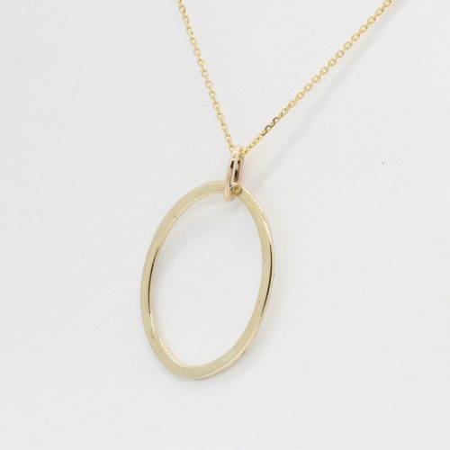 Reversible oval gold circle necklace 14k gold, with 10k yg chain 16" - Image 3
