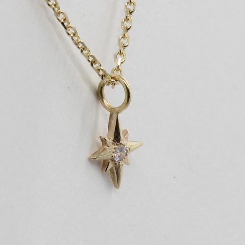 Dainty Diamond Star Pendant, 14k star on a 10K Yellow Gold Cable Chain 16" - Image 4