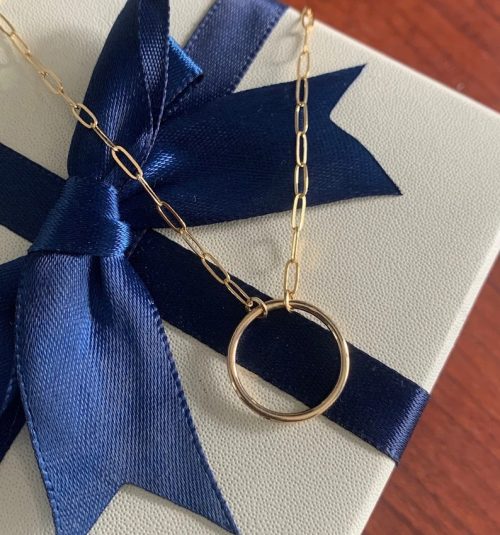 Circle Karma Necklace, Gold-Filled on a Paperclip chain - Image 2