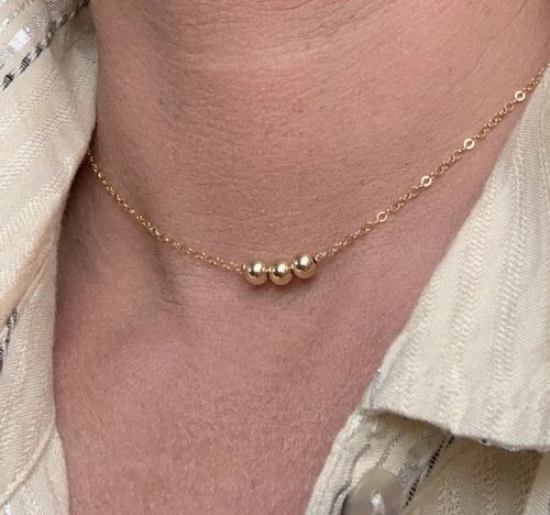 3 Bead Necklace, Gold-Filled on a cable chain - Image 2
