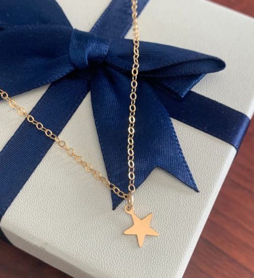 Gold Star Necklace, Gold-Filled on cable chain