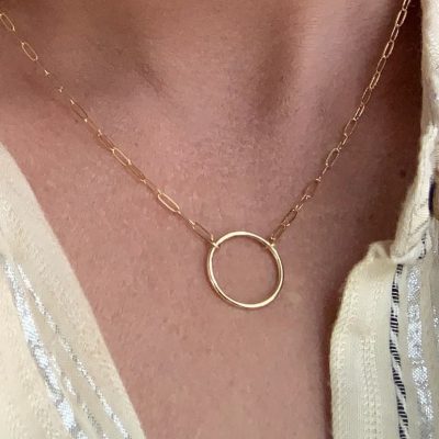 Circle Karma Necklace, Gold-Filled on a Paperclip chain