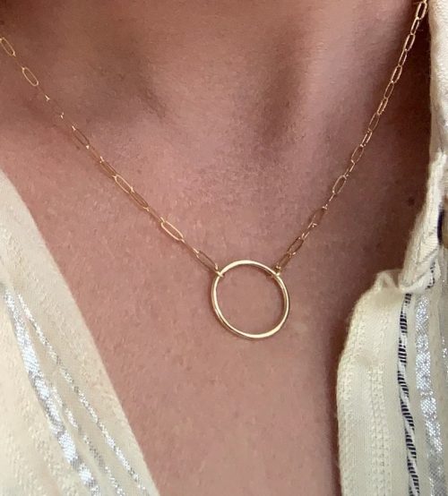 Circle Karma Necklace, Gold-Filled on a Paperclip chain