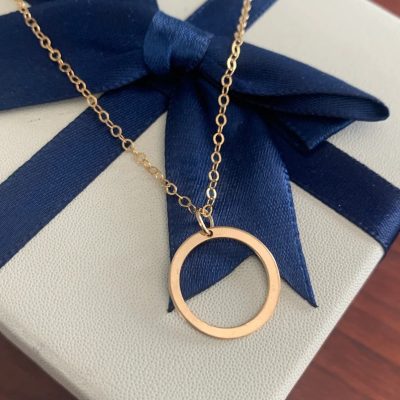 Circle Karma Necklace, Gold-Filled on cable chain