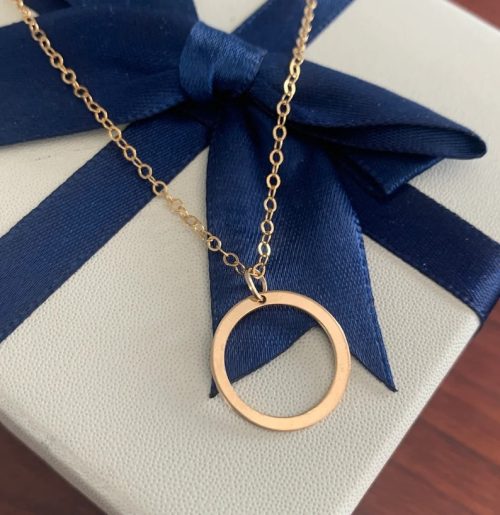 Circle Karma Necklace, Gold-Filled on cable chain