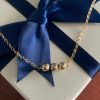 3 Bead Necklace, Gold-Filled on a cable chain