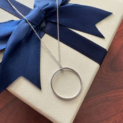 Gold Karma Circle Necklace, 14k Circle on a 10K White Gold Cable Chain 17"