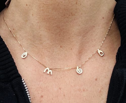 4 Elements- Water, Earth, Wind & Fire Gold Necklace 10k gold on a 16& 17" cable chain. - Image 2