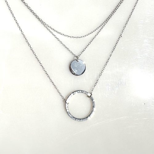 3 Strand Layering Necklace, with Sterling Silver Charms on Cable Chains 14/16" length - Image 2