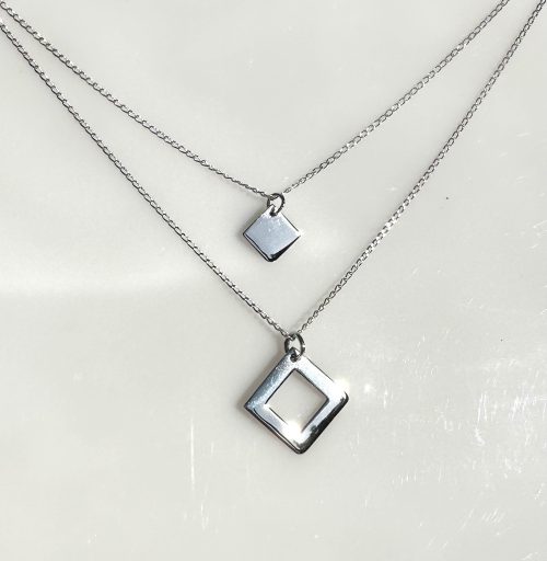 2 Strand Layering Necklace, with Sterling Silver Charms on Cable Chains 14.5/16.5" - Image 3