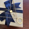 3 Strand Layering Necklace, Gold-Filled on cable chains 12.5"-16", 14k Disk, G-F CZ Bezel , G-F Circle - Image 2
