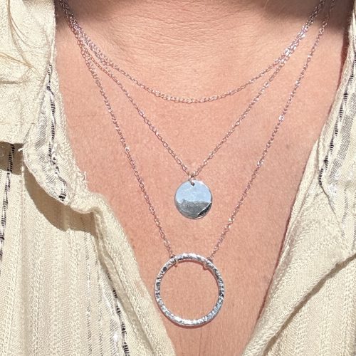 3 Strand Layering Necklace, with Sterling Silver Charms on Cable Chains 14/16" length - Image 3